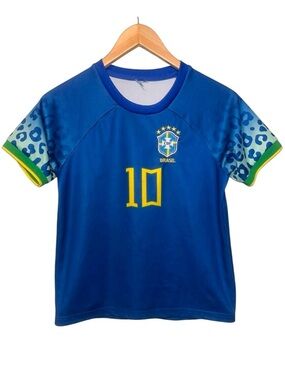 Brazil National Team Youth Soccer Jersey - Blue, Number 10 Neymar Jr.